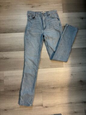 Abercrombie & Fitch 90s Slim Straight Jeans 30 Ultra High Rise Light Wash Sz 10
